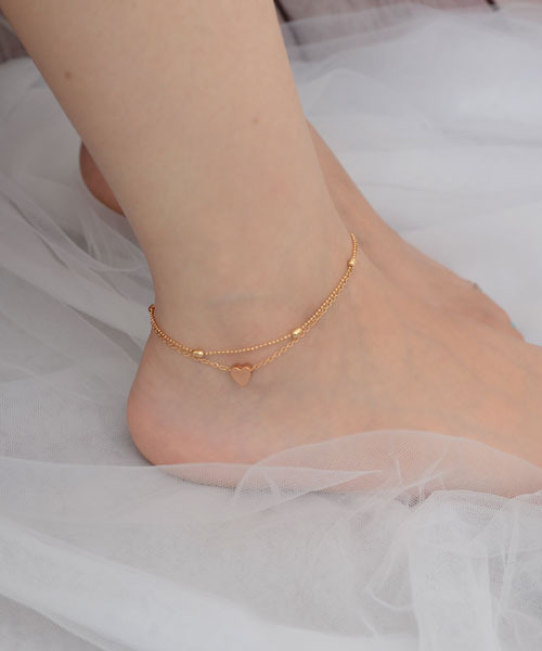 Mayree（メイリー）の「【float】シンプル レイヤード ハート デザイン アンクレット【2本セット】（アンクレット・レディース・ゴールド/シルバー・FREE）」の5枚目の写真