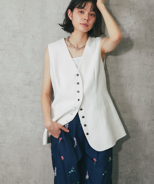 SMILE ORCHID(スマイルオーキッド)の「リネン&コットン混ジレ(ベスト・レディース・ホワイト/ベージュ・M/S)」の10枚目の写真