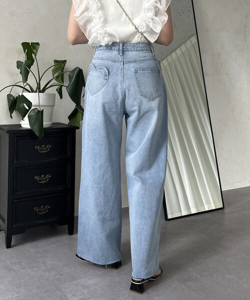 prose verse（プロズヴェール）の「ハートポケットハイウエストワイドストレートデニム（デニムパンツ・レディース・サックスブルー・MEDIUM/LARGE）」の9枚目の写真