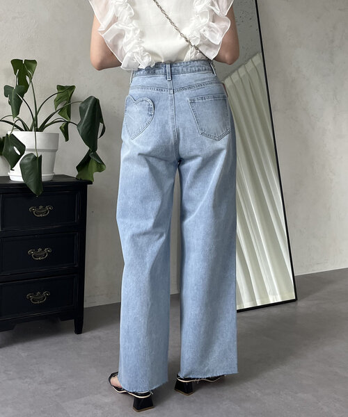 prose verse（プロズヴェール）の「ハートポケットハイウエストワイドストレートデニム（デニムパンツ・レディース・サックスブルー・MEDIUM/LARGE）」の10枚目の写真