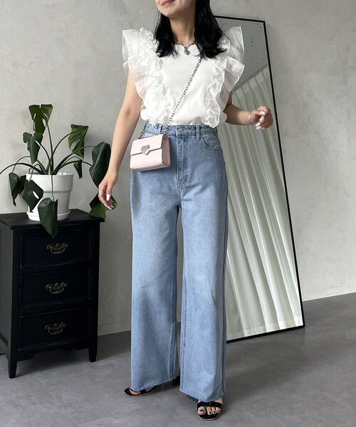 prose verse（プロズヴェール）の「ハートポケットハイウエストワイドストレートデニム（デニムパンツ・レディース・サックスブルー・MEDIUM/LARGE）」の14枚目の写真