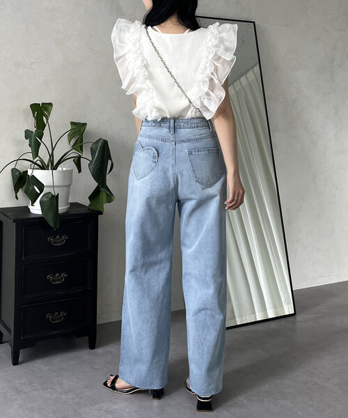 prose verse（プロズヴェール）の「ハートポケットハイウエストワイドストレートデニム（デニムパンツ・レディース・サックスブルー・MEDIUM/LARGE）」の15枚目の写真