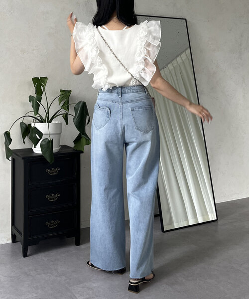 prose verse（プロズヴェール）の「ハートポケットハイウエストワイドストレートデニム（デニムパンツ・レディース・サックスブルー・MEDIUM/LARGE）」の16枚目の写真