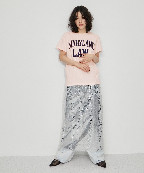 REMI RELIEF（レミレリーフ）の「【REMI RELIEF(レミレリーフ)】LOGO TEE (MARYLAND LAW)（Tシャツ/カットソー・レディース・ホワイト/ブラウン/ピンク・S）」の9枚目の写真