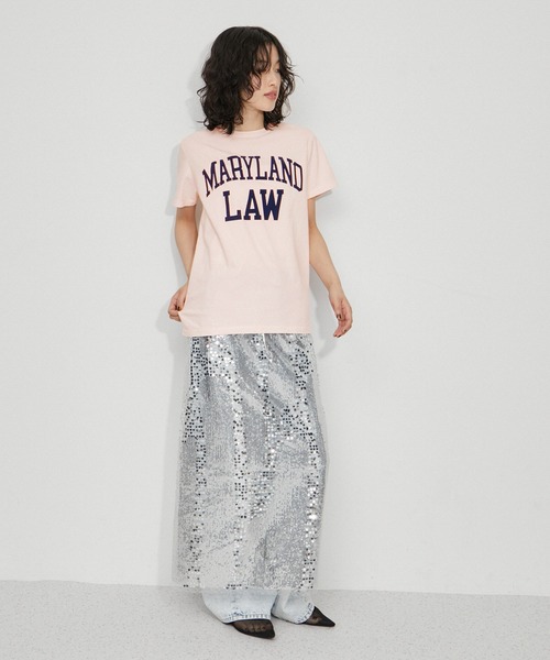 REMI RELIEF（レミレリーフ）の「【REMI RELIEF(レミレリーフ)】LOGO TEE (MARYLAND LAW)（Tシャツ/カットソー・レディース・ホワイト/ブラウン/ピンク・S）」の10枚目の写真