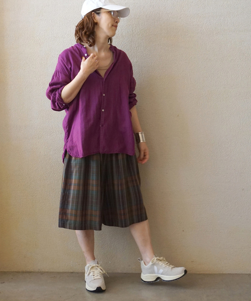 JOURNAL STANDARD LUXE(ジャーナルスタンダード ラックス)の「【ARMEN 】GAUZE UTILITY BANDED COLLAR SHIRT(シャツ/ブラウス・レディース・ブラック/ライトグレー/ホワイト/パープル・3)」の5枚目の写真
