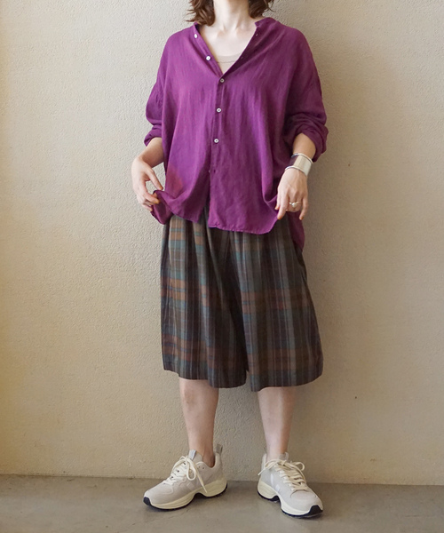 JOURNAL STANDARD LUXE(ジャーナルスタンダード ラックス)の「【ARMEN 】GAUZE UTILITY BANDED COLLAR SHIRT(シャツ/ブラウス・レディース・ブラック/ライトグレー/ホワイト/パープル・3)」の6枚目の写真