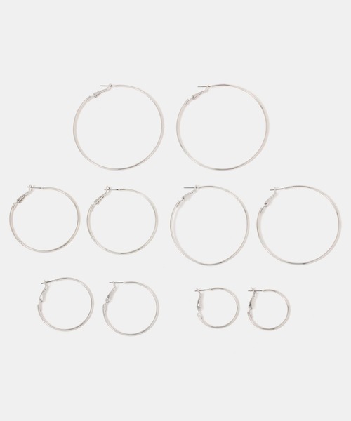 FOREVER 21（フォーエバー トゥエンティーワン）の「フープピアスセット（ピアス（両耳用）・レディース・シルバー/ゴールド・FREE）」の2枚目の写真
