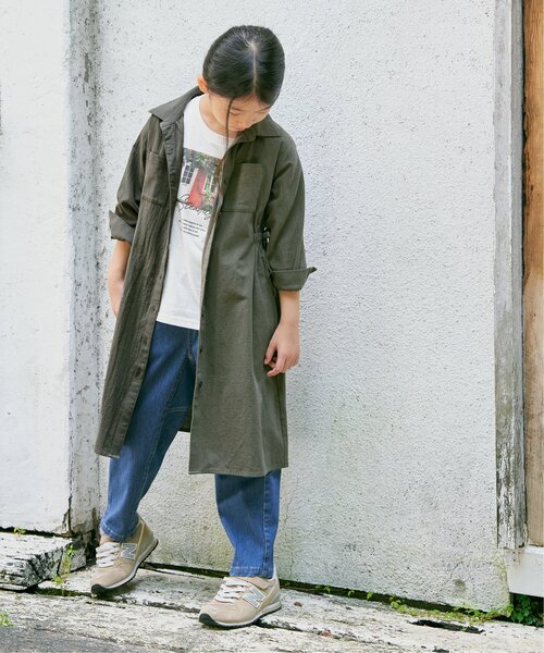 ikka（イッカ）の「【親子コーデ】8分袖スキッパーシャツワンピース（120~160cm）（シャツワンピース・キッズ・ライム/ブルー・120/130/140/150/160）」の8枚目の写真