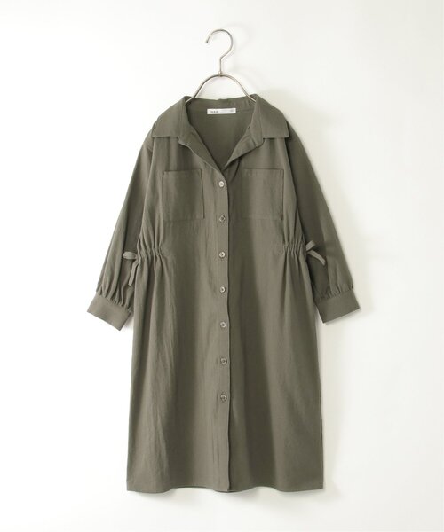 ikka(イッカ)の「【親子コーデ】8分袖スキッパーシャツワンピース(120~160cm)(シャツワンピース・キッズ・ライム/ブルー・120/130/140/150/160)」の18枚目の写真
