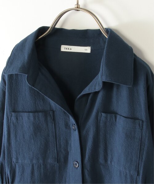 ikka（イッカ）の「【親子コーデ】8分袖スキッパーシャツワンピース（120~160cm）（シャツワンピース・キッズ・ライム/ブルー・120/130/140/150/160）」の13枚目の写真