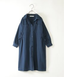 【親子コーデ】8分袖スキッパーシャツワンピース（120~160cm）