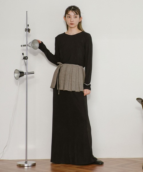 select MOCA（セレクトモカ）の「ツイードプリーツベルト（ベルト・レディース・チャコール/ブラウン・FREE）」の2枚目の写真