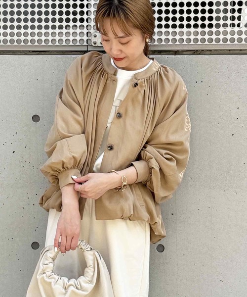 PICCIN(ピッチン)の「裾バルーンシャツジャケット(その他アウター・レディース・キャメル/ブラック/チャコールグレー・M)」の3枚目の写真