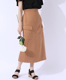 DRESKIP | 【洗える/UV】ウエストがキレイに見える カーゴナロースカ―ト(スカート)
