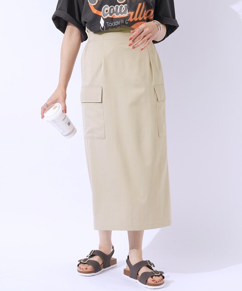 DRESKIP（ドレスキップ）の「◆【洗える/UV】ウエストがキレイに見える カーゴナロースカ―ト（スカート・レディース・ブラック/ライトベージュ/キャメル・03/02/04）」の3枚目の写真