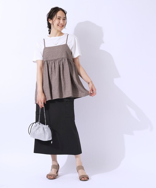 DRESKIP（ドレスキップ）の「◆【洗える/UV】ウエストがキレイに見える カーゴナロースカ―ト（スカート・レディース・ブラック/ライトベージュ/キャメル・03/02/04）」の6枚目の写真