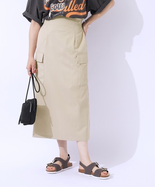 DRESKIP（ドレスキップ）の「◆【洗える/UV】ウエストがキレイに見える カーゴナロースカ―ト（スカート・レディース・ブラック/ライトベージュ/キャメル・03/02/04）」の8枚目の写真