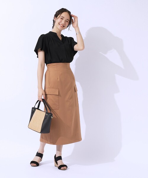 DRESKIP（ドレスキップ）の「◆【洗える/UV】ウエストがキレイに見える カーゴナロースカ―ト（スカート・レディース・ブラック/ライトベージュ/キャメル・03/02/04）」の14枚目の写真