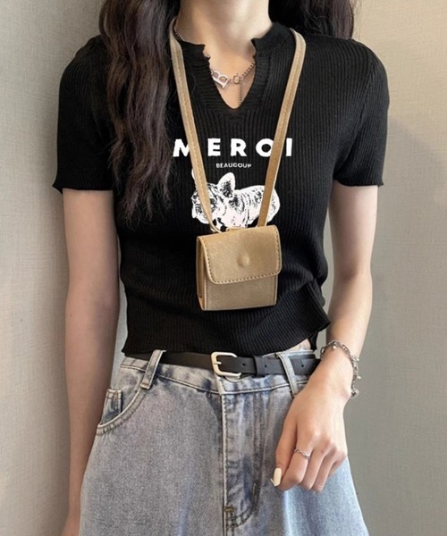 Sibra(シブラ)の「ニットトップス【長袖タイプも展開】(Tシャツ/カットソー・レディース・ブラック/ホワイト/グレー・M)」の3枚目の写真