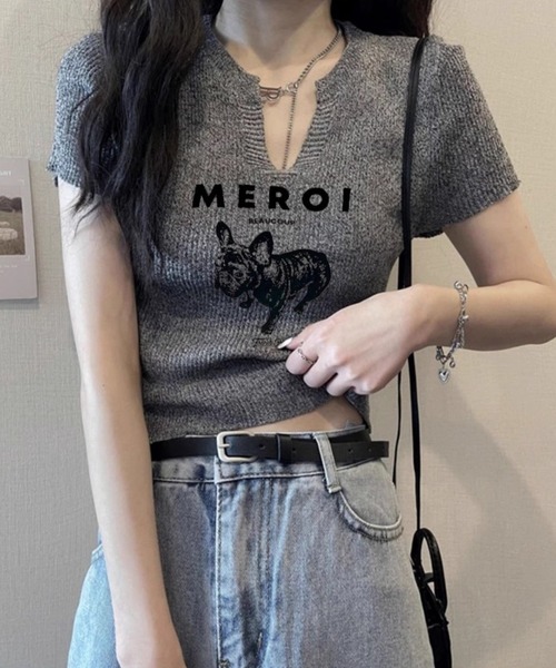 Sibra(シブラ)の「ニットトップス【長袖タイプも展開】(Tシャツ/カットソー・レディース・ブラック/ホワイト/グレー・M)」の6枚目の写真