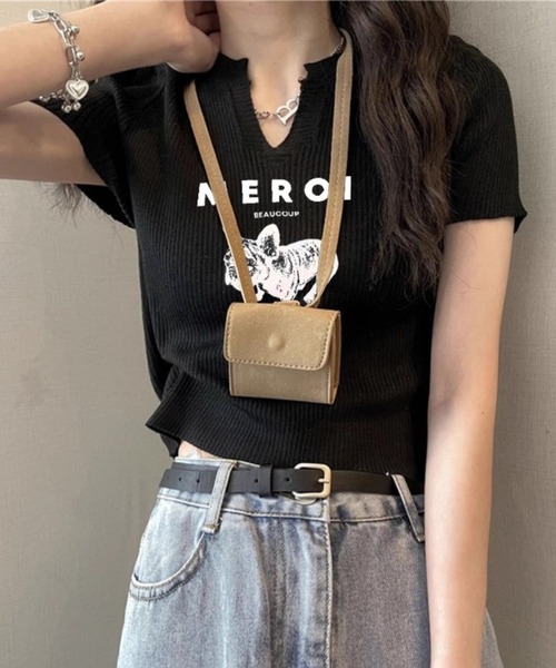 Sibra(シブラ)の「ニットトップス【長袖タイプも展開】(Tシャツ/カットソー・レディース・ブラック/ホワイト/グレー・M)」の7枚目の写真