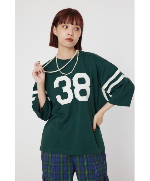 RODEO CROWNS WIDE BOWL(ロデオクラウンズワイドボウル)の「GOOD OLD CLフットボールシャツ(Tシャツ/カットソー・レディース・オフホワイト/イエロー/チャコールグレー/ダークグリーン・FREE)」の10枚目の写真