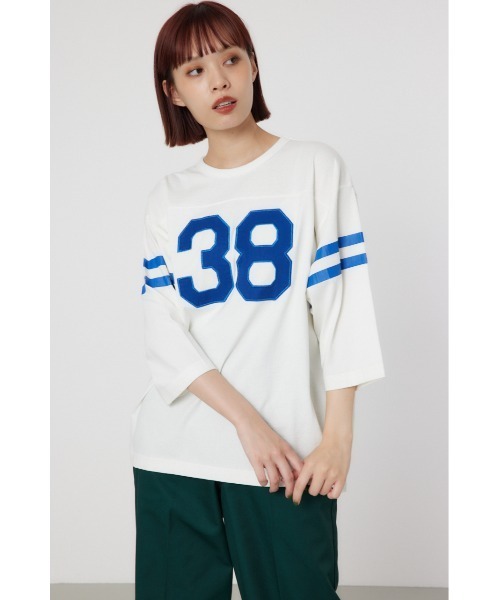RODEO CROWNS WIDE BOWL(ロデオクラウンズワイドボウル)の「GOOD OLD CLフットボールシャツ(Tシャツ/カットソー・レディース・オフホワイト/イエロー/チャコールグレー/ダークグリーン・FREE)」の14枚目の写真