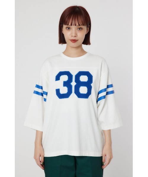 RODEO CROWNS WIDE BOWL(ロデオクラウンズワイドボウル)の「GOOD OLD CLフットボールシャツ(Tシャツ/カットソー・レディース・オフホワイト/イエロー/チャコールグレー/ダークグリーン・FREE)」の21枚目の写真