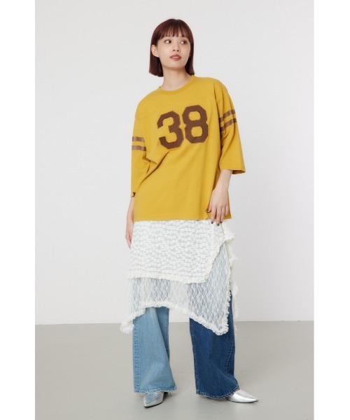RODEO CROWNS WIDE BOWL(ロデオクラウンズワイドボウル)の「GOOD OLD CLフットボールシャツ(Tシャツ/カットソー・レディース・オフホワイト/イエロー/チャコールグレー/ダークグリーン・FREE)」の7枚目の写真
