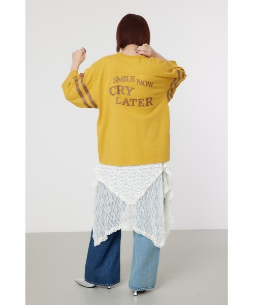 RODEO CROWNS WIDE BOWL(ロデオクラウンズワイドボウル)の「GOOD OLD CLフットボールシャツ(Tシャツ/カットソー・レディース・オフホワイト/イエロー/チャコールグレー/ダークグリーン・FREE)」の8枚目の写真