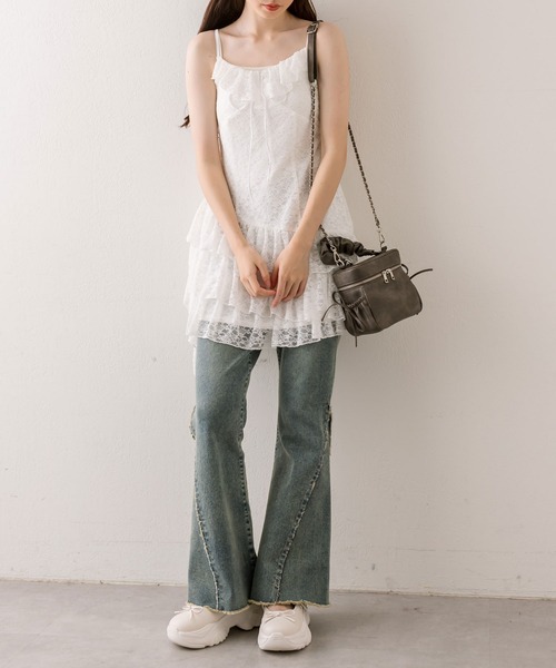 OLIVE des OLIVE（オリーブデオリーブ）の「ラッフルリボンミニキャミワンピース（ワンピース・レディース・ブラック/ブラウン系その他/オフホワイト/ブラウン・FREE）」の12枚目の写真