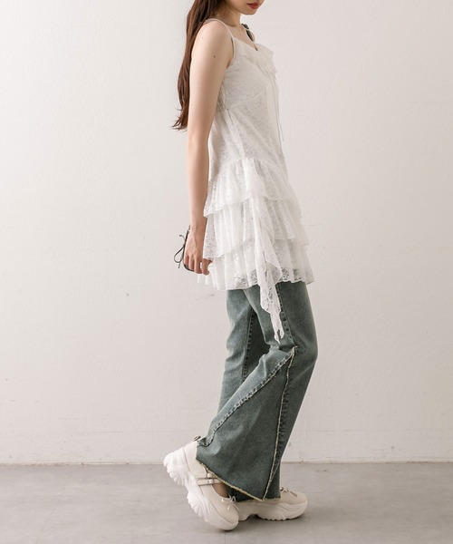 OLIVE des OLIVE（オリーブデオリーブ）の「ラッフルリボンミニキャミワンピース（ワンピース・レディース・ブラック/ブラウン系その他/オフホワイト/ブラウン・FREE）」の9枚目の写真