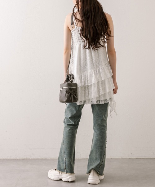 OLIVE des OLIVE（オリーブデオリーブ）の「ラッフルリボンミニキャミワンピース（ワンピース・レディース・ブラック/ブラウン系その他/オフホワイト/ブラウン・FREE）」の10枚目の写真