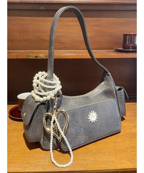 EVRIS（エヴリス）の「ヴィンテージライクハンドBAG（ハンドバッグ・レディース・グレー/ブラウン/ベージュ・FREE）」の4枚目の写真