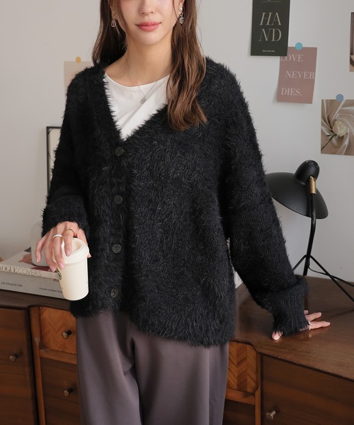 Doula Doula(ドゥーラドゥーラ)の「フェザーニットオーバーカーディガン(カーディガン/ボレロ・レディース・アイボリー/モカ/ブラック・FREE)」の12枚目の写真