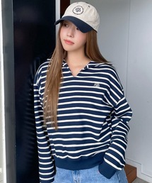 A'GEM/9 × .kom 『muah muah/ムーアムーア』 STITCH LOGO COLLAR MTM/ステッチロゴカラースウェットシャツ