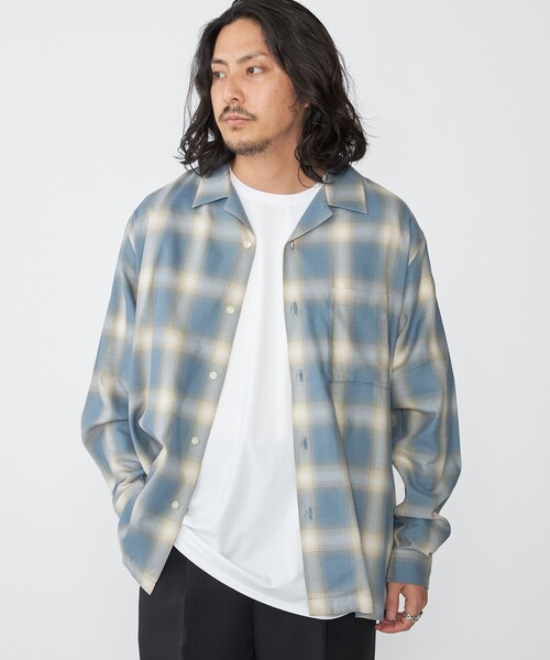 SHIPS（シップス）の「SHIPS: オンブレ チェック オープンカラー シャツ（シャツ/ブラウス・メンズ・ブラウン/ブラック/ライトブルー・SMALL/MEDIUM/LARGE/X-LARGE）」の3枚目の写真