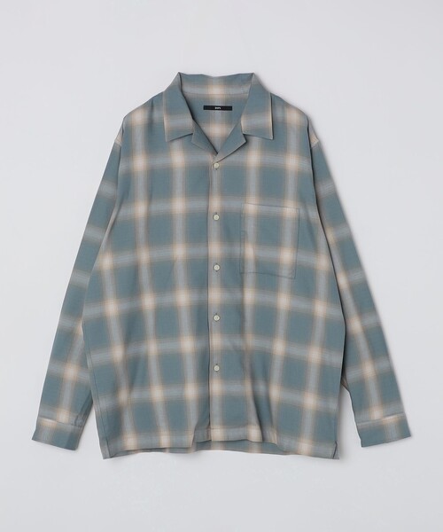SHIPS◆23AW/長袖ブラウス/one/ポリエステル/マルチカラー/チェック/311-14-0825// セール】SHIPS: オンブレ チェック オープンカラー シャツ
