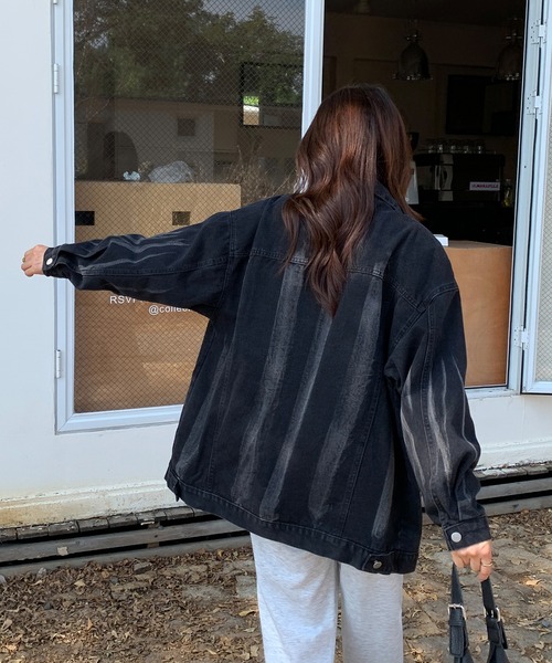 SHEPP(シープ)の「オーバーシルエット デニムジャケット(デニムジャケット・レディース・ブラック・L/M/XL/2XL)」の2枚目の写真