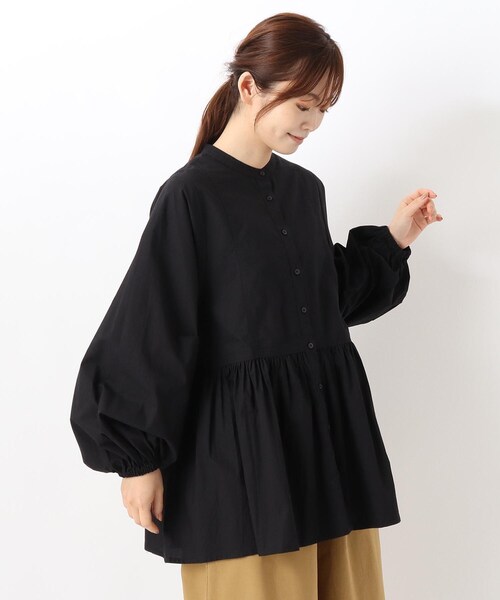 one'sterrace(ワンズテラス)の「切り替えギャザーブラウス(シャツ/ブラウス・レディース・アイボリー系8/ブラック系8/ライトグリーン系・02)」の2枚目の写真