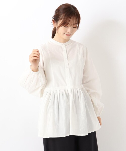 one'sterrace(ワンズテラス)の「切り替えギャザーブラウス(シャツ/ブラウス・レディース・アイボリー系8/ブラック系8/ライトグリーン系・02)」の3枚目の写真