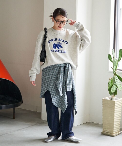 FREAK'S STORE（フリークスストア）の「限定展開　アニマル カレッジ フロッキー ロゴ スウェット（スウェット・レディース・オフホワイト/杢グレー/ナチュラル/ベージュ/スミクロ/チャコール・ﾌﾘ-）」の16枚目の写真
