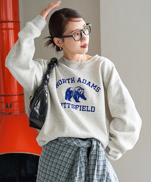 FREAK'S STORE（フリークスストア）の「限定展開　アニマル カレッジ フロッキー ロゴ スウェット（スウェット・レディース・オフホワイト/杢グレー/ナチュラル/ベージュ/スミクロ/チャコール・ﾌﾘ-）」の21枚目の写真