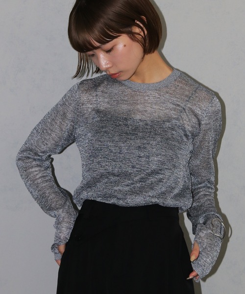 cheriella(シェリエラ)の「【cheriella】ベーシックラメシアーニット BASIC LAME SHEER KNIT(ニット/セーター・レディース・チャコール/グレー/杢グレー/ブラック・M)」の1枚目の写真
