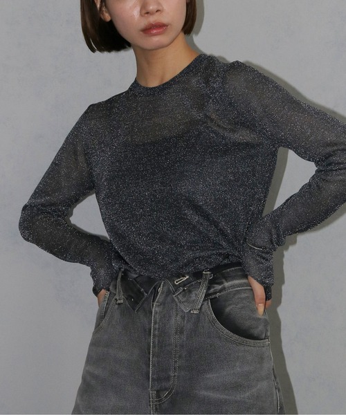 cheriella(シェリエラ)の「【cheriella】ベーシックラメシアーニット BASIC LAME SHEER KNIT(ニット/セーター・レディース・チャコール/グレー/杢グレー/ブラック・M)」の4枚目の写真