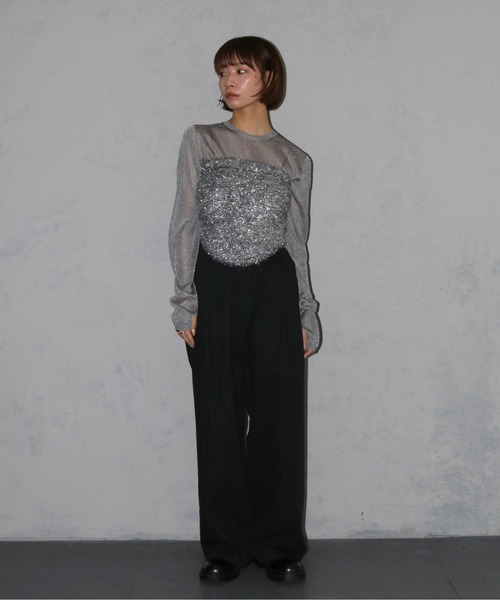cheriella(シェリエラ)の「【cheriella】ベーシックラメシアーニット BASIC LAME SHEER KNIT(ニット/セーター・レディース・チャコール/グレー/杢グレー/ブラック・M)」の17枚目の写真