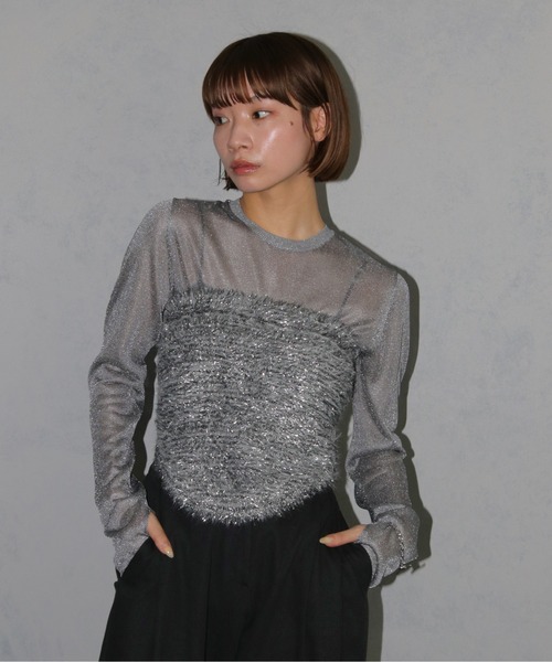 cheriella(シェリエラ)の「【cheriella】ベーシックラメシアーニット BASIC LAME SHEER KNIT(ニット/セーター・レディース・チャコール/グレー/杢グレー/ブラック・M)」の15枚目の写真