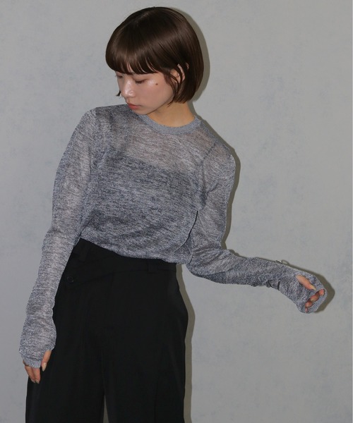 cheriella(シェリエラ)の「【cheriella】ベーシックラメシアーニット BASIC LAME SHEER KNIT(ニット/セーター・レディース・チャコール/グレー/杢グレー/ブラック・M)」の8枚目の写真