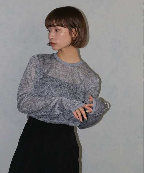 cheriella(シェリエラ)の「【cheriella】ベーシックラメシアーニット BASIC LAME SHEER KNIT(ニット/セーター・レディース・チャコール/グレー/杢グレー/ブラック・M)」の7枚目の写真